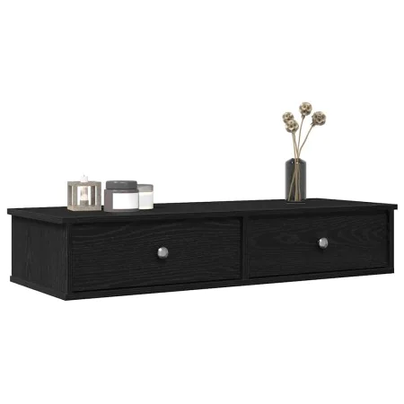 Estante de pared con cajones de madera contrachapada negro by , Shelves and shelves - Ref: Foro24-859960, Price: 84,80 €, Dis...