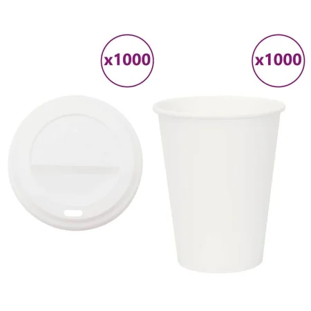 Vasos de café de papel con tapa 1000 uds 12oz 300ml de , Vasos desechables - Ref: Foro24-3325217, Precio: 137,53 €, Descuento: %