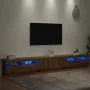 Mueble de TV luces LED madera roble artisan 300x35x40 cm by , TV Furniture - Ref: Foro24-3329170, Price: 283,88 €, Discount: %