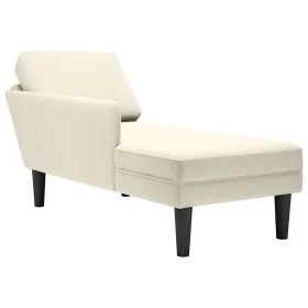 Tumbona con almohada y reposabrazo derecho terciopelo crema by , Daybeds - Ref: Foro24-4009814, Price: 136,05 €, Discount: %