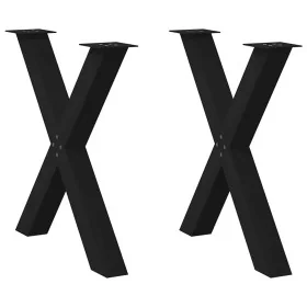 Patas para mesa de comedor en forma de X 2 uds acero negro by , Table legs - Ref: Foro24-4012976, Price: 97,74 €, Discount: %