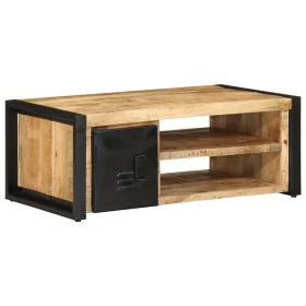 Mesa de centro de madera maciza de mango rugosa 90x50x36 cm by , Coffee table - Ref: Foro24-4013553, Price: 209,33 €, Discoun...
