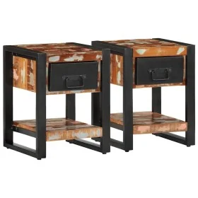 Mesitas de noche 2 uds multicolor madera maciza rugosa mango by , Nightstands - Ref: Foro24-4013570, Price: 189,84 €, Discoun...