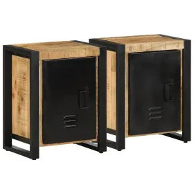 Mesitas de noche 2 piezas madera maciza rugosa mango by , Nightstands - Ref: Foro24-4013564, Price: 219,41 €, Discount: %