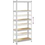 Estantería almacenaje 5 niveles contrachapada y acero plata by , Industrial shelving - Ref: Foro24-4016938, Price: 40,14 €, D...