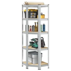 Estantería esquina 5 niveles madera contrachapada y acero plata by , Industrial shelving - Ref: Foro24-4016944, Price: 46,29 ...