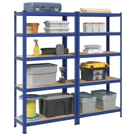 Estanterías de 5 baldas 2 uds madera contrachapada y acero azul by , Industrial shelving - Ref: Foro24-4016950, Price: 89,90 ...