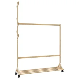 Perchero con ganchos y ruedas 100x35x157 cm bambú by , Dresser Organizers and Bar Hangers - Ref: Foro24-4008915, Price: 40,81...