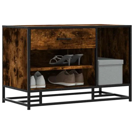 Banco zapatero madera de ingeniería roble ahumado 80x40x53,5 cm by , Benches for halls and storage - Ref: Foro24-849226, Pric...