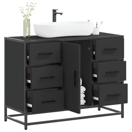 Armario de lavabo de baño madera ingeniería negro 80x33x60 cm by , Bathroom furniture - Ref: Foro24-849279, Price: 120,08 €, ...