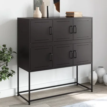 Aparador de acero laminado en frío negro 100,5x39x107 cm von , Sideboards - Ref: Foro24-846596, Preis: 104,42 €, Rabatt: %