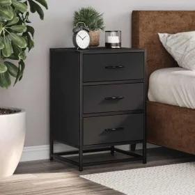 Mesita de noche madera ingeniería negro 40x34,5x60 cm metal by , Nightstands - Ref: Foro24-848719, Price: 64,13 €, Discount: %
