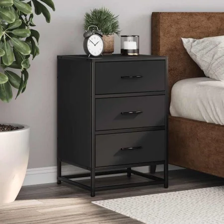 Mesita de noche madera ingeniería negro 40x34,5x60 cm metal de , Mesitas de noche - Ref: Foro24-848719, Precio: 62,39 €, Desc...