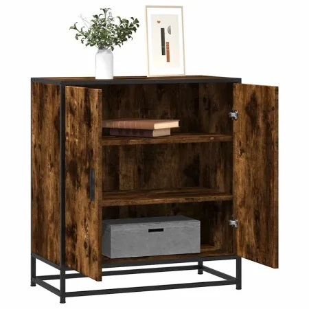 Aparador madera ingeniería y metal roble ahumado 68x35x76 cm by , Sideboards - Ref: Foro24-848966, Price: 73,91 €, Discount: %