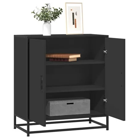 Aparador de madera de ingeniería y metal negro 68x35x76 cm by , Sideboards - Ref: Foro24-848964, Price: 84,57 €, Discount: %
