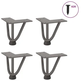 Patas mesa tipo horquilla 4 uds acero macizo acero natural 10cm by , Table legs - Ref: Foro24-4012431, Price: 28,79 €, Discou...