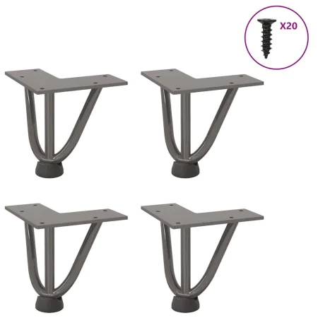 Patas mesa tipo horquilla 4 uds acero macizo acero natural 10cm by , Table legs - Ref: Foro24-4012431, Price: 28,79 €, Discou...