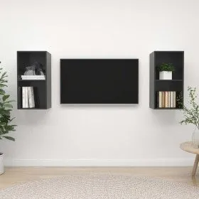 Muebles de salón de pared 2 pzas madera ingeniería gris brillo de vidaXL, Muebles TV - Ref: Foro24-3079852, Precio: 74,37 €, ...