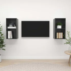 Wandmontierte Wohnzimmermöbel, 2-teilig, glänzend graues Holzwerkstoff von vidaXL, TV-Möbel - Ref: Foro24-3079852, Preis: 74,...