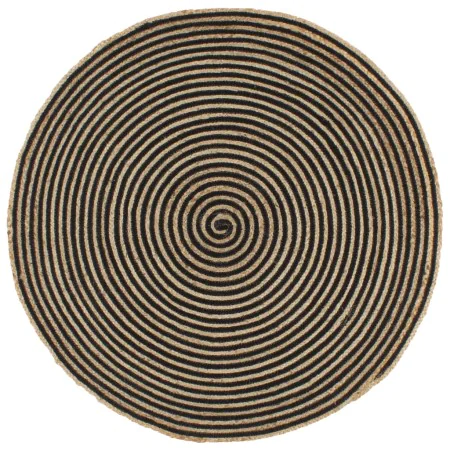 Alfombra de yute tejida a mano diseño espiral negro 150 cm de , Alfombras - Ref: Foro24-133721, Precio: 67,55 €, Descuento: %