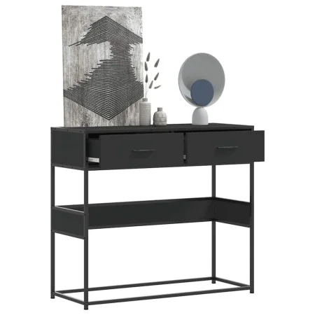 Mesa consola de madera contrachapada negro 90x35x80 cm by , Side tables - Ref: Foro24-849174, Price: 87,19 €, Discount: %