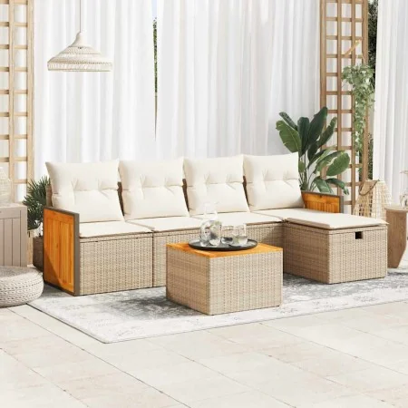 Juego de sofás jardín con cojines 6 pzas ratán sintético beige by , Garden sets - Ref: Foro24-3326020, Price: 424,82 €, Disco...