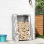 Leñero con protector de lluvia 100x25x150 cm acero galvanizado by , Firewood bags and holders - Ref: Foro24-4100708, Price: 3...