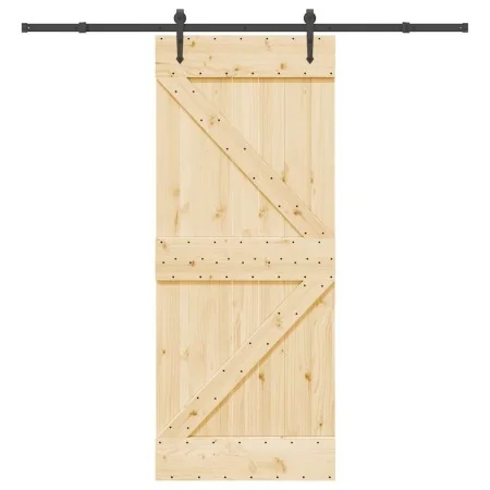 Puerta corredera con herrajes madera maciza de pino 85x210 cm by , Doors - Ref: Foro24-3332647, Price: 214,02 €, Discount: %