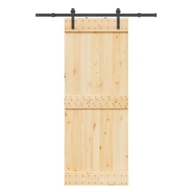 Puerta corredera con herrajes madera maciza de pino 80x210 cm by , Doors - Ref: Foro24-3332653, Price: 174,70 €, Discount: %