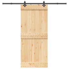 Puerta corredera con herrajes madera maciza de pino 90x210 cm by , Doors - Ref: Foro24-3332685, Price: 201,38 €, Discount: %