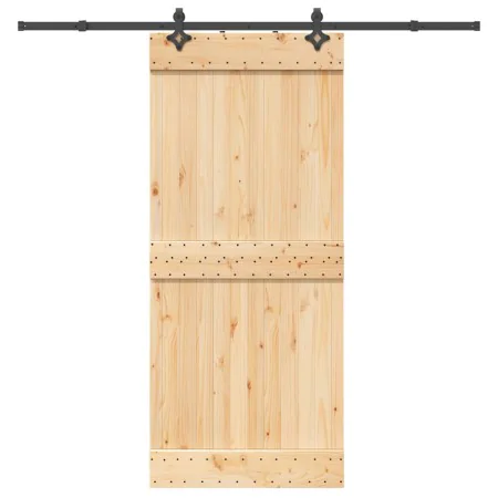Puerta corredera con herrajes madera maciza de pino 90x210 cm de , Puertas - Ref: Foro24-3332685, Precio: 201,34 €, Descuento: %