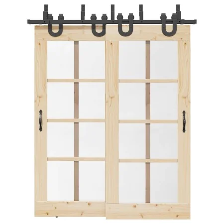 Kit de herrajes para puertas correderas acero negro 183 cm de , Artículos para puertas - Ref: Foro24-3295733, Precio: 121,52 ...