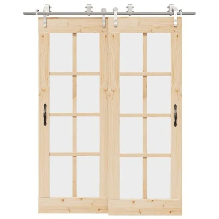 Kit de herrajes para puerta corredera 183 cm acero plateado de , Artículos para puertas - Ref: Foro24-3295765, Precio: 206,44...