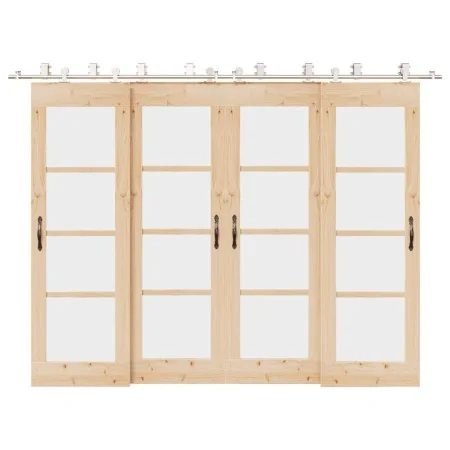 Kit de herrajes para puerta corredera 366 cm acero plateado de , Artículos para puertas - Ref: Foro24-3295767, Precio: 494,31...