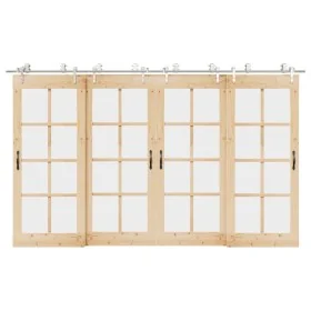 Kit de herrajes para puerta corredera 366 cm acero plateado by , Door items - Ref: Foro24-3295773, Price: 406,75 €, Discount: %