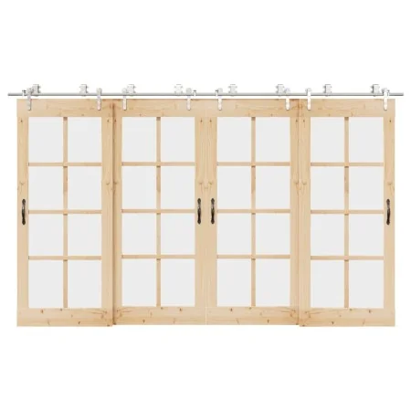 Kit de herrajes para puerta corredera 366 cm acero plateado de , Artículos para puertas - Ref: Foro24-3295773, Precio: 406,68...