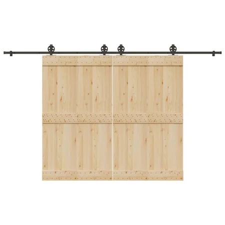 Kit de herrajes para puertas correderas acero negro 366 cm de , Artículos para puertas - Ref: Foro24-3295799, Precio: 99,47 €...