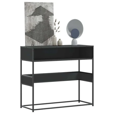 Mesa consola de madera contrachapada negro 90x35x80 cm de , Mesas auxiliares - Ref: Foro24-849169, Precio: 63,46 €, Descuento: %