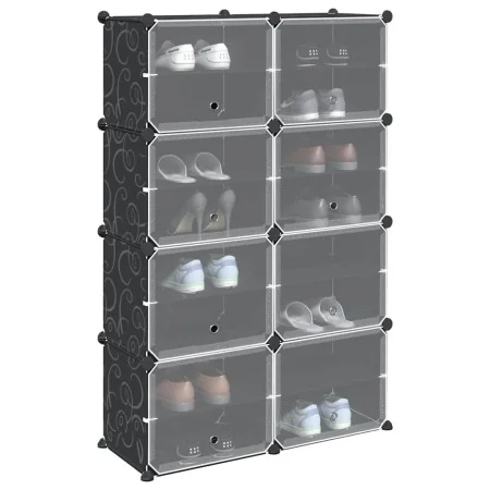 Estantería de cubos con 8 compartimentos y puertas PP negro by , Shoe racks and shoe organizers - Ref: Foro24-4019579, Price:...
