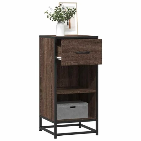 Aparador madera ingeniería y metal marrón roble 35,5x35x76 cm de , Aparadores - Ref: Foro24-848958, Precio: 59,40 €, Descuent...