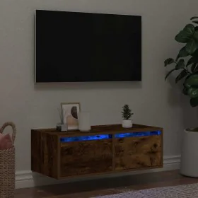 Mueble de TV con luces LED roble ahumado 75x35,5x25 cm by , TV Furniture - Ref: Foro24-860233, Price: 70,40 €, Discount: %