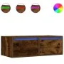 Mueble de TV con luces LED roble ahumado 75x35,5x25 cm by , TV Furniture - Ref: Foro24-860233, Price: 70,40 €, Discount: %