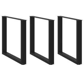 Patas para mesa centro forma U 3 uds acero negro 90x(72-73) cm by , Table legs - Ref: Foro24-4013208, Price: 129,16 €, Discou...
