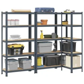 Estante almacenaje 5 niveles 3 uds acero y madera contrachapada by , Industrial shelving - Ref: Foro24-3307594, Price: 133,51...