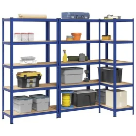 Estanterías de 5 baldas 3 uds madera contrachapada y acero azul von , Industrieregale - Ref: Foro24-3307606, Preis: 180,29 €,...