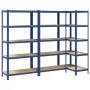 Estanterías de 5 baldas 3 uds madera contrachapada y acero azul by , Industrial shelving - Ref: Foro24-3307606, Price: 179,24...