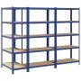 Estanterías de 5 baldas 3 uds madera contrachapada y acero azul by , Industrial shelving - Ref: Foro24-3307606, Price: 179,24...
