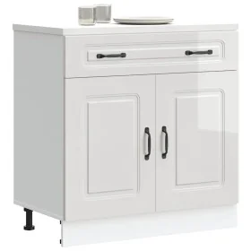 Mueble bajo cocina Kalmar madera ingeniería blanca alto brillo de , Armarios de cocina - Ref: Foro24-853499, Precio: 108,45 €...