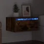 Mesita de noche de pared con luces LED roble ahumado de , Muebles TV - Ref: Foro24-860219, Precio: 53,39 €, Descuento: %