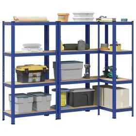 Estanterías de 4 baldas 3 uds madera contrachapada y acero azul by , Industrial shelving - Ref: Foro24-3307580, Price: 104,29...